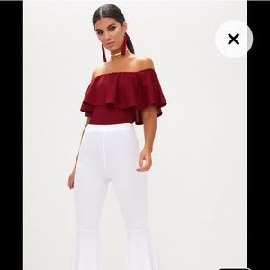 Paper Heart Maroon Off-the-Shoulder Top Size Small